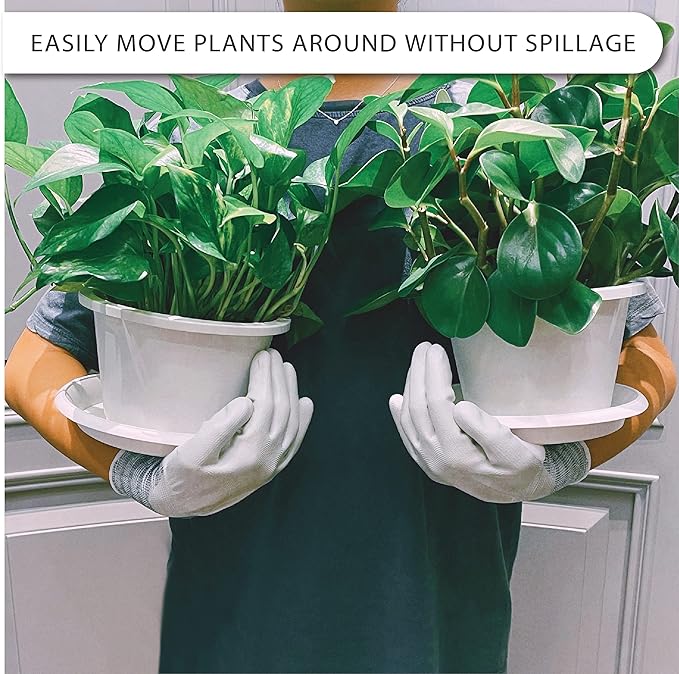 Plant Saucer 6 Pack Drip Trays Planter Pot Base Heavy Duty Plastic Drainage Tray for Indoor Houseplants Outdoor Garden 5 inch 8 inch 11 inch 3 Sizes 2 Each Round (White)