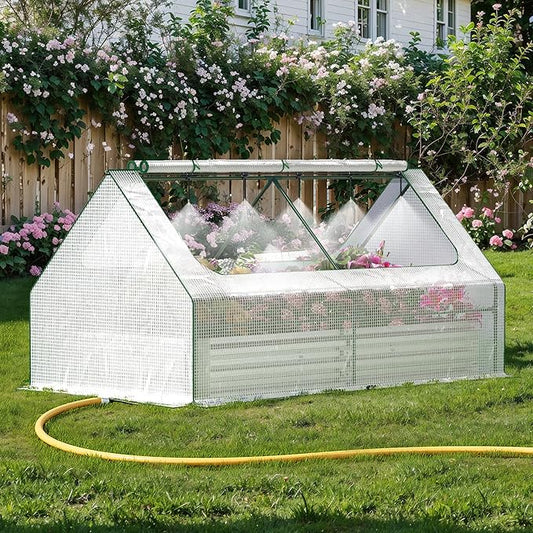 Raised Garden Bed with Self-Watering System, 6x3x1 ft Elevated Planter Boxes Outdoor with PE Cover, Galvanized Raised Beds for Gardening,Vegetables,Flowers, Backyard, Patio