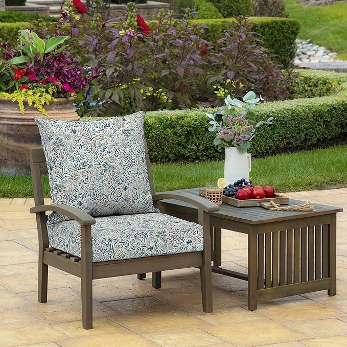 Arden Outdoor Deep Seat Cushion Set, 22 in x 24 in, Weather-Proof, Rain-Proof, Fade Resistant Patio Cushion Pistachio Botanical