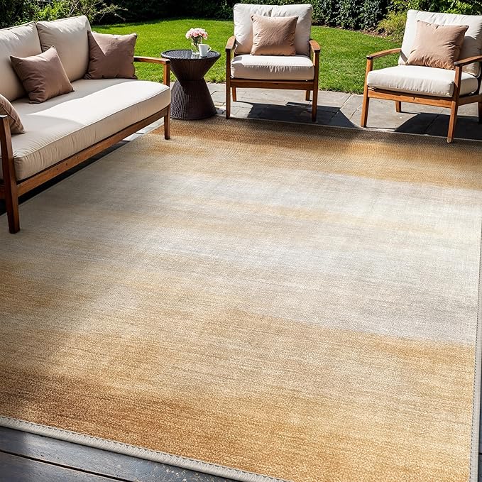 GENIMO 4'x 6'Outdoor & Indoor Area Rug, Waterproof, Non-Shedding, Easy Cleaning, Abstract Front Door Mat for Patio, Entryway, Porch, Living Room, Bedroom, Bathroom, Outside Carpet