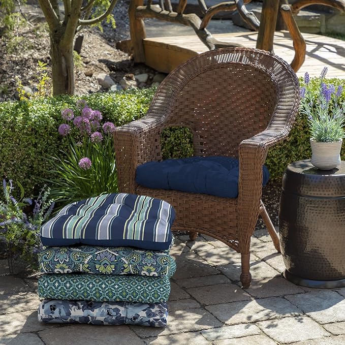 Arden Indoor/Outdoor Rocking Chair Or Wicker Chair Cushion, 2-Pack, 20 x 18, Water Repellent, Rain Proof, Fade Resistant Cushion for Rocking Or Rounded Back Chair Sapphire Blue Leala