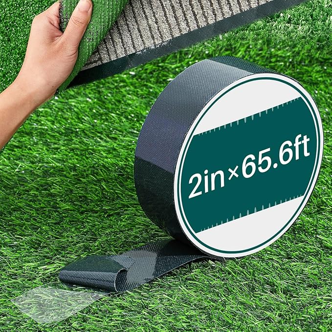 1 Roll 2 in x 65.6 ft Double Sided Turf Tape for Artificial Grass Rug Self Adhesive Artificial Turf Tape for Lawn Garden Carpet Connecting Outdoor Carpet