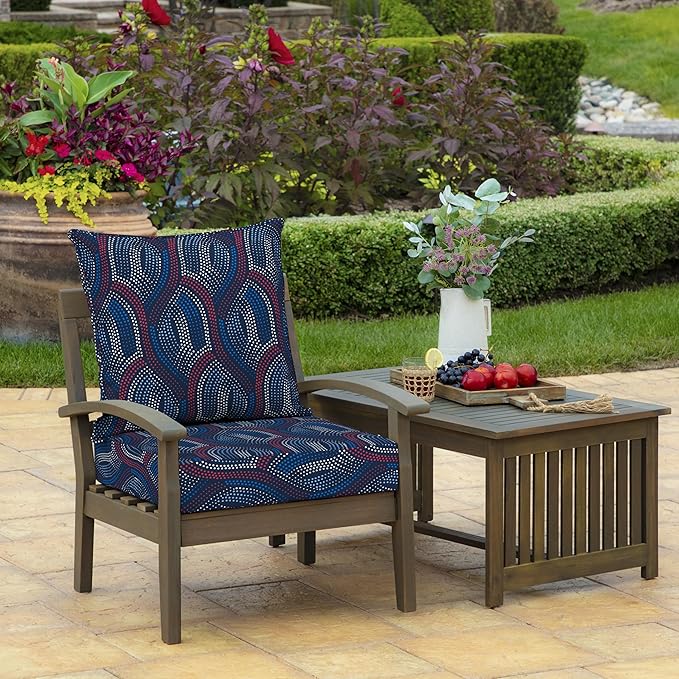 Arden Outdoor Deep Seat Cushion Set, 22 in x 24 in, Weather-Proof, Rain-Proof, Fade Resistant Patio Cushion Sapphire Liberty Mosaic