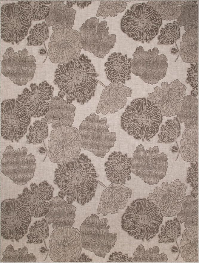 Nourison Home Garden Oasis Natural 9' x 12' Area Rug - Easy Clean, Non Shedding, Bed Room, Living Room, Dining Room, Kitchen (9' x 12')