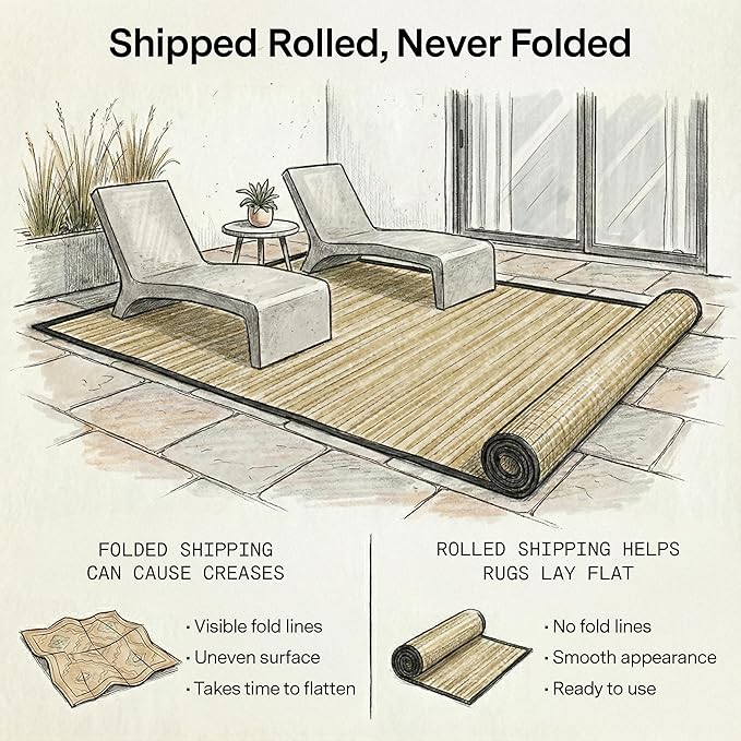 Fab Habitat Outdoor Rug - Waterproof, Fade Resistant, Crease-Free - Premium Recycled Plastic - Striped - Porch, Deck, Balcony, Mudroom, Laundry Room, Patio - Cancun Shadow - Sand & Black - 3 x 5 ft