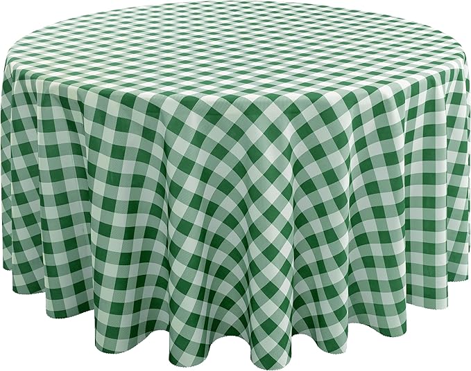 Waterproof Plaid Tablecloth Fabric - Round 108 Inch Classic Gingham Checker Table Cloth for Indoor/Outdoor Use - Buffalo Table Cover for Picnics, BBQs, and Parties