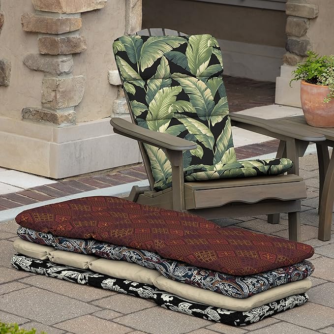 Arden Outdoor Adirondack or Rocking Chair Cushion, 20 x 17, Rain-Proof, Fade Resistant Onyx Cebu