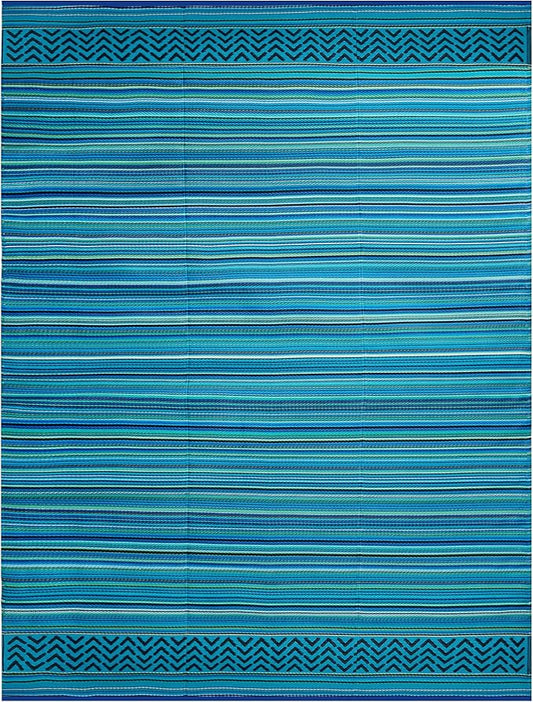 Reversible Outdoor/Indoor Plastic Rug Plastic Straw Rug Waterproof Portable Mat, Easy to Clean and Fold,Perfect for Garden, Patio, Picnic, Decking-（Sky Blue,8x10Ft）