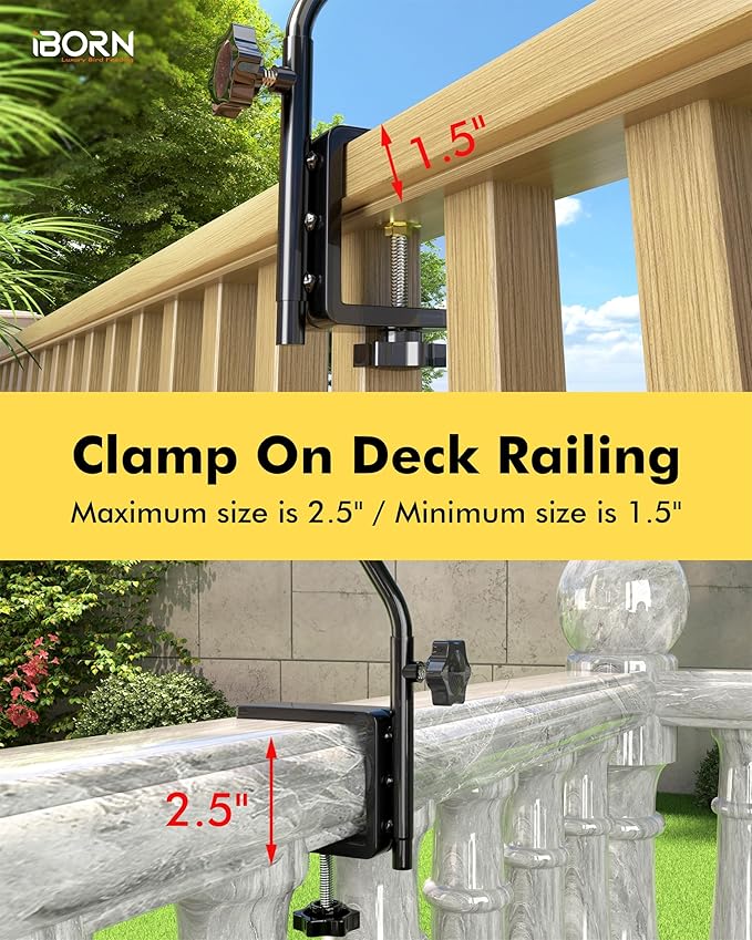 iBorn 40 Inch Deck Hook for Bird Feeder Outdoors Hanging, Hummingbird Feeder Hanger for Deck Railing, Squirrel Proof Shepherd Hook, Rotatable for Refilling, Wrought Iron Solid Wire, Pack of 2, Black