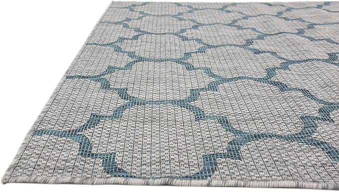 Unique Loom Outdoor Trellis Collection Area Rug (5' 3" x 8' Rectangle, Gray/ Ivory)
