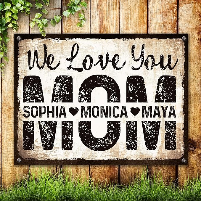 Custom Garden Signs Personalized Metal Tin Sign for Women, Retro Funny Mom Metal Sign for Outdoor, Patio, Yard Rustic Home Decor Gift for Mothers Day, Grandmas, and Gardening Lovers