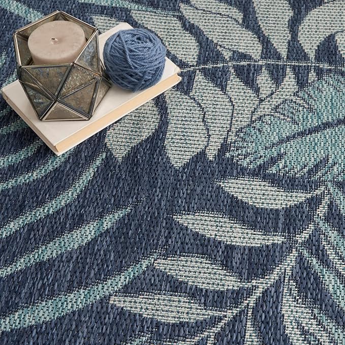 Nourison Home Garden Oasis Navy 6' x 9' Area Rug - Easy Clean, Non Shedding, Bed Room, Living Room, Dining Room, Kitchen (6' x 9')