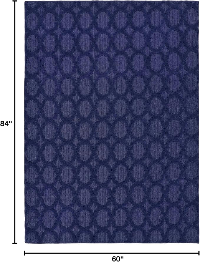 Garland Rug Garden Trellis 5 ft. x 7 ft. Indoor/Outdoor Area Rug Outdoor Waterproof Rug for Patio, Camping Rugs, RV, Porch, Deck, Camper, Balcony, Backyard for High-Traffic Areas, Navy Blue