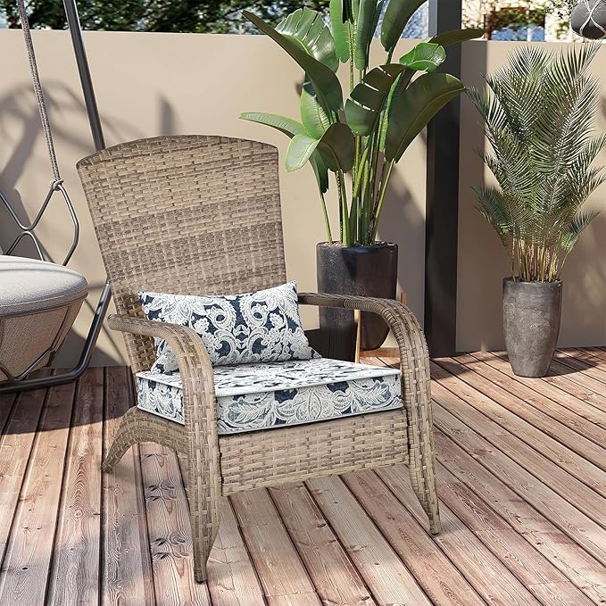 Outdoor Chair Cushions 22x22x3 Inch, Patio Seat Cushion Furniture Swing Set of 2, Water Repellent Chairs Wicker Cushion Pads with Couch Sofa in Garden, Damask Lapis