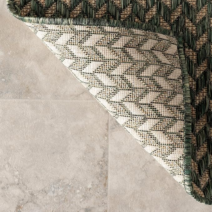 Nuloom Outdoor Performance Camryn Green/Brown, 5' x 8', Herringbone, Soft, High Traffic, Stain Resistant, Easy Clean, Durable Area Rug for Indoor/Outdoor Patio, Deck, Porch, Garden, Courtyard
