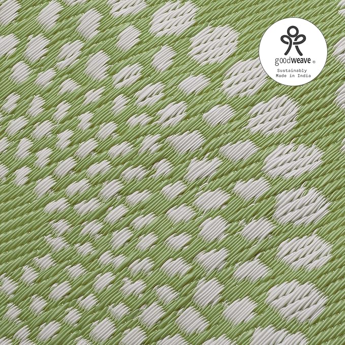 Fab Habitat Outdoor Rug - Waterproof, Fade Resistant, Crease-Free - Premium Recycled Plastic - Floral Medallion - Patio, Porch, Deck, Balcony - Rio - Green - 5 x 8 ft
