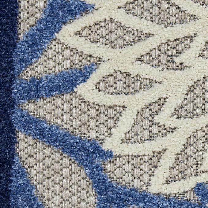 Nourison Home Aloha Indoor/Outdoor Blue/Multicolor 3' x 5' Area Rug, Tropical, Botanical, Easy Cleaning, Non Shedding, Bed Room, Living Room, Dining Room, Deck, Backyard, Patio (3x5)