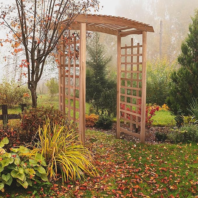 All Things Cedar 6-Foot Pagoda Arbor Garden Arch Trellis for Climbing Plants, Transform Garden or Patio Spaces, Made from Premium Western Red Cedar