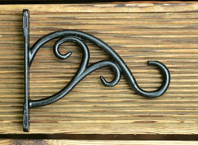 Black Metal Outdoor Hanging Brackets, 5.9 Inch, Heavy Duty, Modern Rustic Style, Wall Mount, 1 Count