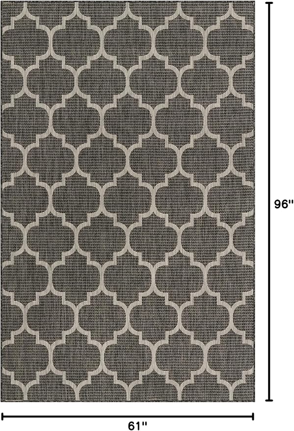 Unique Loom Outdoor Trellis Collection Area Rug (5' 1" x 8' Rectangle, Black/ Ivory)