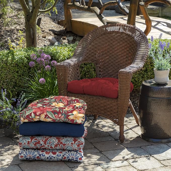Arden Indoor/Outdoor Rocking Chair Or Wicker Chair Cushion, 2-Pack, 20 x 18, Water Repellent, Rain Proof, Fade Resistant Cushion for Rocking Or Rounded Back Chair Ruby Red Leala