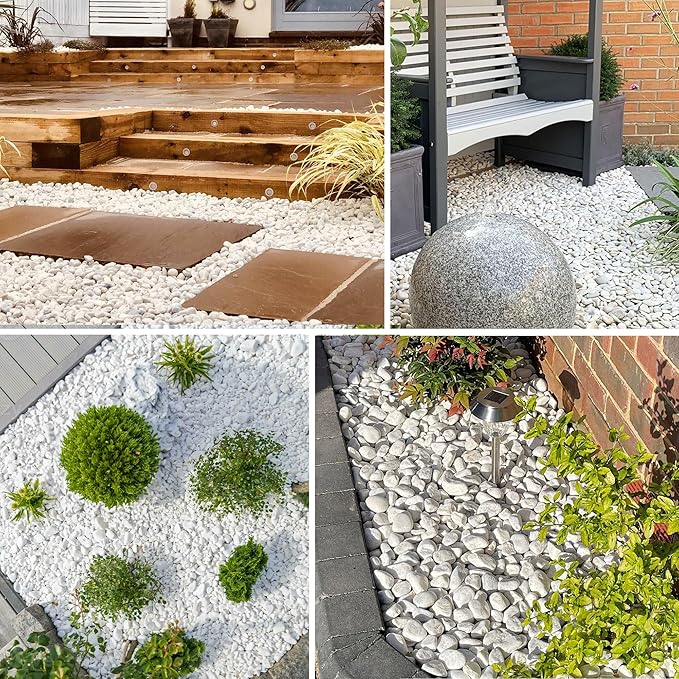 Large Pebbles for Landscaping 40lbs, 2-3 Inch White River Rocks for Aquarium, High Polished Natural Decorative Stones for Vase Filler Fish Tank Gardening