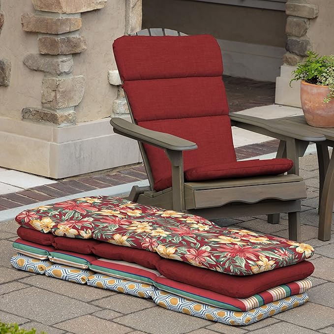 Arden Outdoor Adirondack or Rocking Chair Cushion, 20 x 17, Rain-Proof, Fade Resistant 17 x 20, Ruby Red Leala