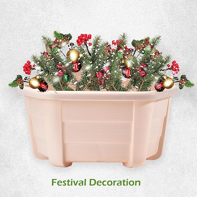 ORIMERC 9.8 inch Wood Imitated Wall Planter Pots for Indoor Plants, Wall Hanging Planters Living Wall Planter Indoor Outdoor Vertical Wall Mounted Planter for Your Green Plants, Beige (3 Pack)