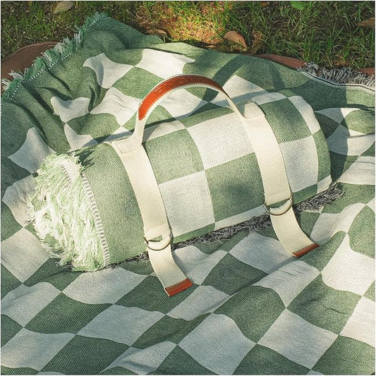 2 in 1 Extra Large Outdoor Picnic Mat Woven Summer Throw Blanket Boho Giant Beach Travel Essential Yoga Accessories Park Patio Lawn Garden Grass Ground Play Music Festival Concert Must Have
