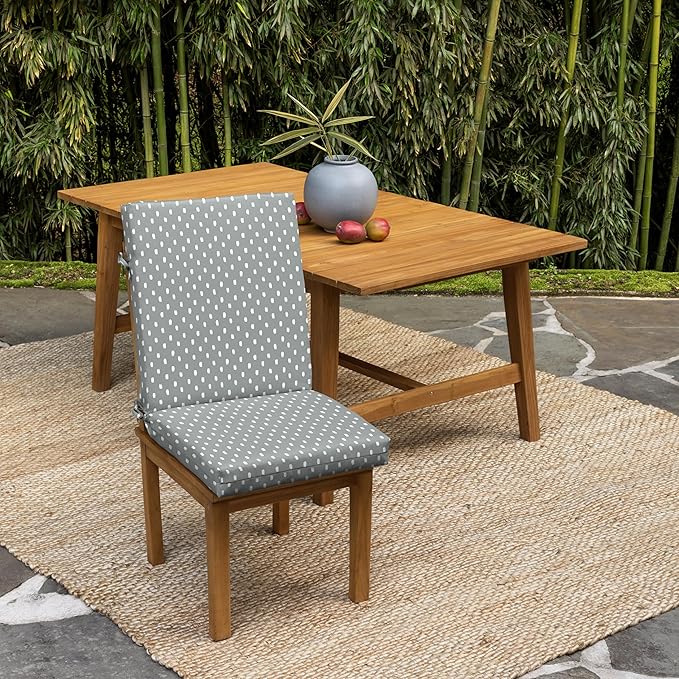 Arden earthFIBER Outdoor Dining Chair Cushion, 20 x 20, Rain-Proof, Fade Resistant, Stone Grey Dot