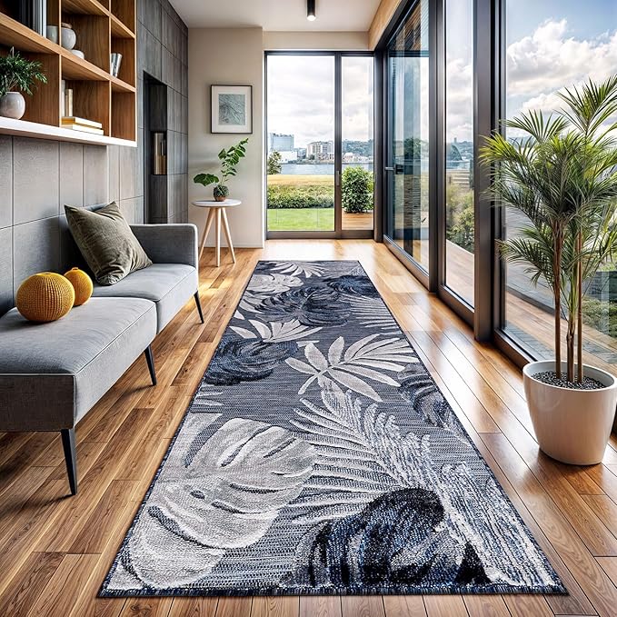 CAMILSON Runner Outdoor Rugs Oriental Retro Traditional Floral Medallion Area Rug 2x7 Non-Shedding Stain Resistant Indoor Carpet for Bathroom Hallway Kitchen Office (2 x 7 / Navy Blue)