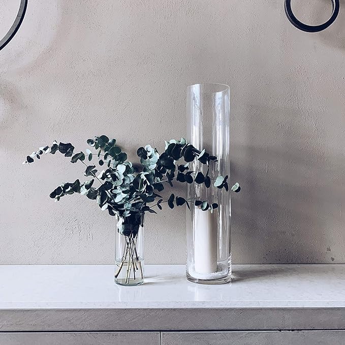 WGV Cylinder Vase, Width 6", Height 20", Clear Glass Container Terrarium Candle Holder for Wedding Centerpiece, Party Event, Home Office Decor, 1 Piece
