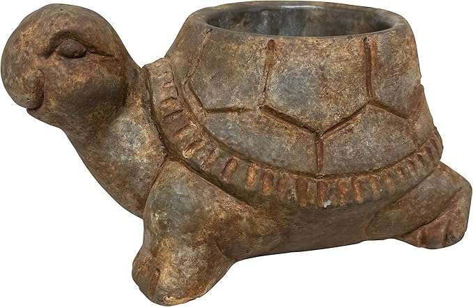 Classic Home and Garden Cement Buddies Animal Planter - Cute Desk Decoration - UV Coated Animal Vase w/Removable Drain Plug - Succulent Planter for Indoor/Outdoor Use (Turtle Planter, Rust, Small)