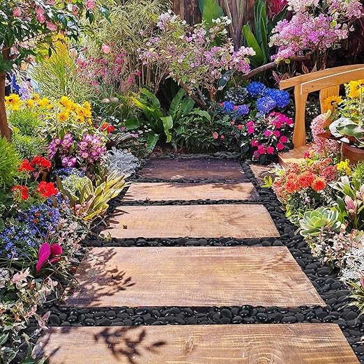 GreatBuddy 2.5-lb Black River Rocks for Landscaping, 1-2 Inches Black Polished Pebbles, Decorative Rocks for Plants Indoor& Outdoor, Garden Landscaping, Aquariums, Vases, Potted Plants, Home Decor