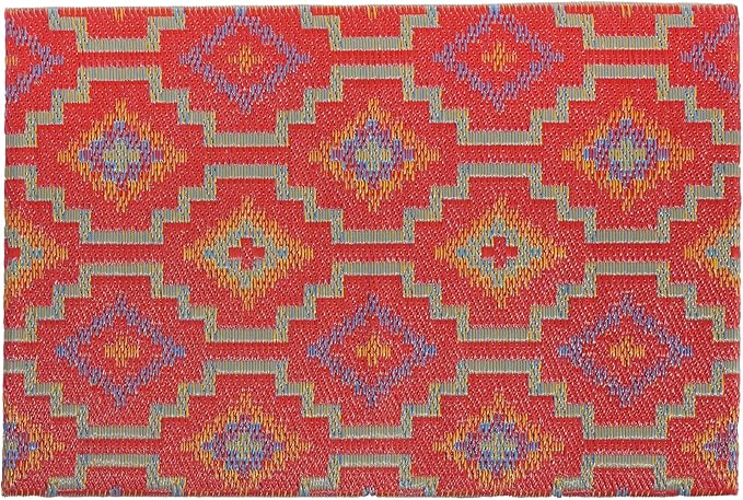 Fab Habitat Striped Non Slip Doormat - Durable, Thin - Recycled Plastic - Entryway, Front Door, Porch, Patio - Lhasa - Orange & Violet (24" x 36" Non-Slip)