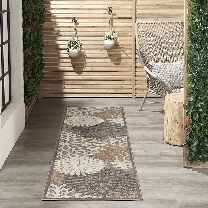 Nourison Home Aloha Natural 2' x 6' Area Rug - Easy Clean, Non Shedding, Bed Room, Living Room, Dining Room, Kitchen (6' Runner)