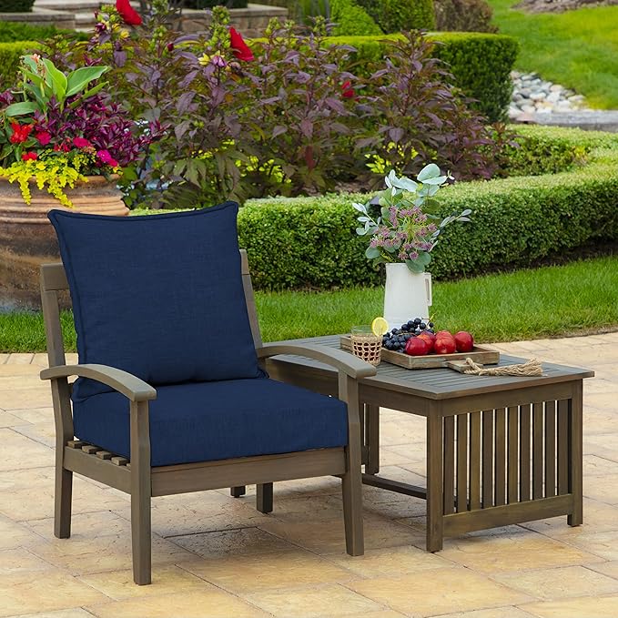 Arden 24x24 Outdoor Deep Seat Cushion Set – Fade-Resistant, Weather-Resistant Outdoor Patio Replacement Cushions Sapphire Blue Leala