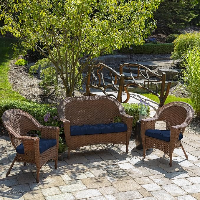 Arden Indoor/Outdoor Rocking Chair Or Wicker Chair Cushion, 2-Pack, 20 x 18, Water Repellent, Rain Proof, Fade Resistant Cushion for Rocking Or Rounded Back Chair Sapphire Blue Leala