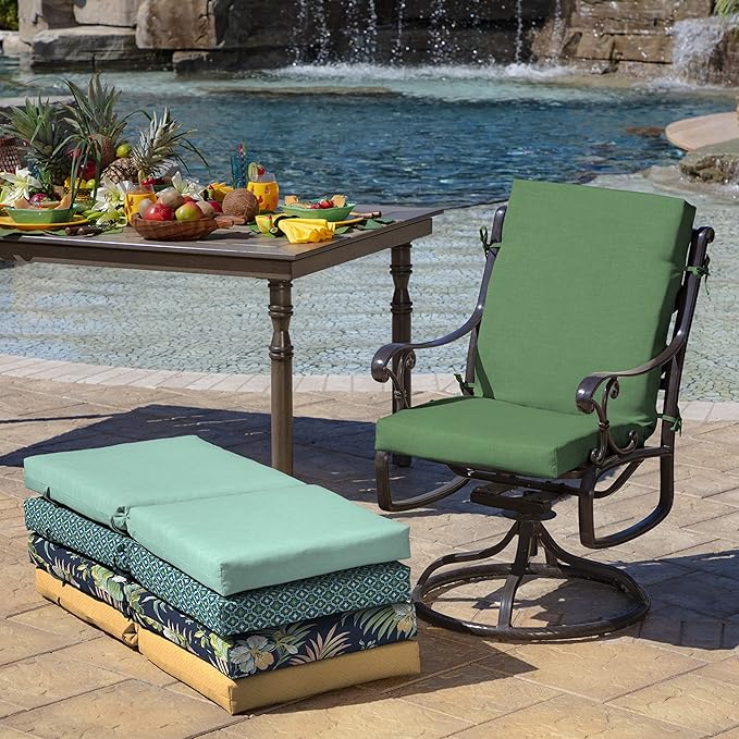 Arden 4-Pack Outdoor Patio Dining Chair Cushion, 20x44, Rain-Proof Seat Pad, Fade-Resistant Outdoor Cushion Bright Moss Green Leala