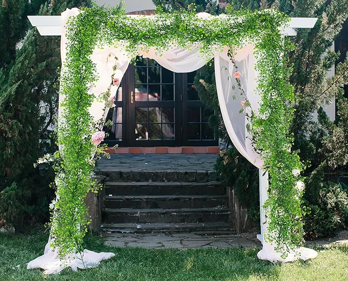 RECUTMS Fake Vines Garland Artificial Hanging Plant Faux Ferns Leaves Greenery Ivy Garland 2Pcs for Spring Home Indoor Outdoor Wedding Farmhouse Table Centerpiece Party Garden Valentines Decor(Green)