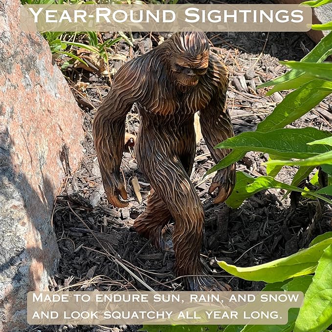 Bigfoot Indoor Outdoor Garden Statue – Rustic Sasquatch Figurine – Unique Big foot Yard Decor – Weather-Resistant UV Protected – Bigfoot Gifts for Lawn, Patio, Home and Office – 8.5” Tall