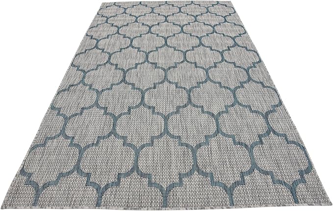 Unique Loom Outdoor Trellis Collection Area Rug (5' 3" x 8' Rectangle, Gray/ Ivory)