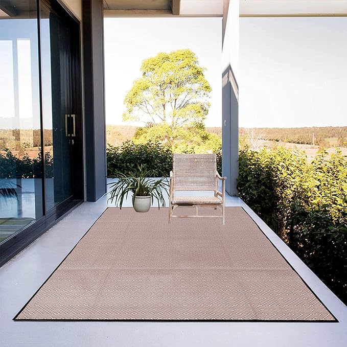 ARSUK Outdoor Patio Rug (6 x 4 ft) - Weatherproof, Indoor and Outdoor Use, Ideal for Garden, Camping, Balcony Carpet, Picnic, Backyard, Lightweight, Foldable, Recycled Plastic