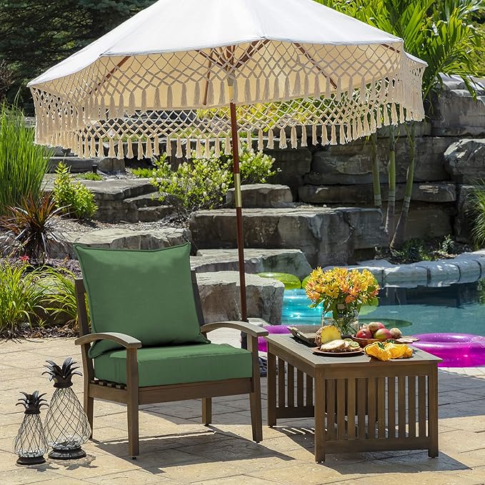 Arden 24x24 Outdoor Deep Seat Cushion Set – Fade-Resistant, Weather-Resistant Outdoor Patio Replacement Cushions Bright Moss Green Leala