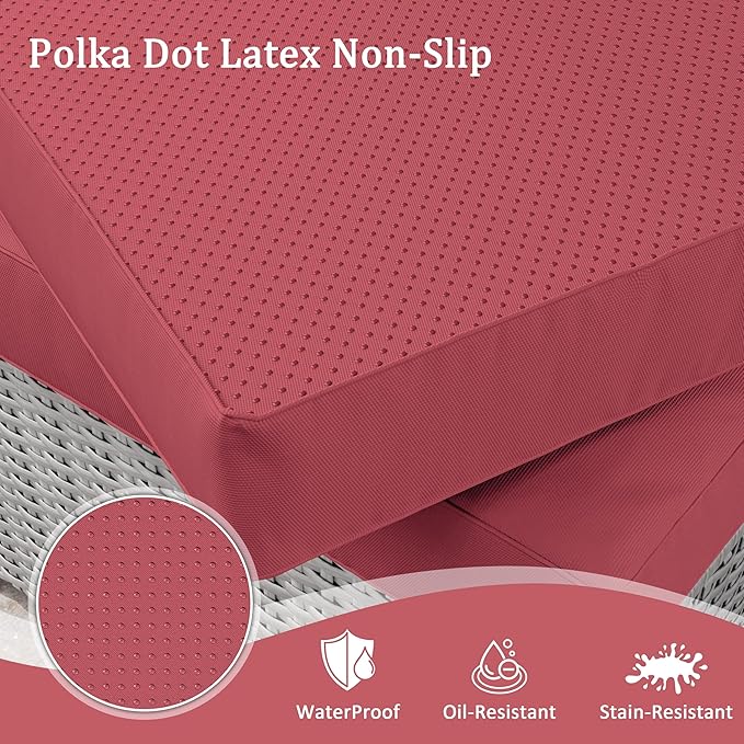 Outdoor Furniture Replacement Cushions, Waterproof Patio Furniture Cushions, 4" Deep Seat Outdoor Sectional Cushion for 3-Seat Outdoors Rattan Sofa Patio Sofa Cushion, Fuchsiared