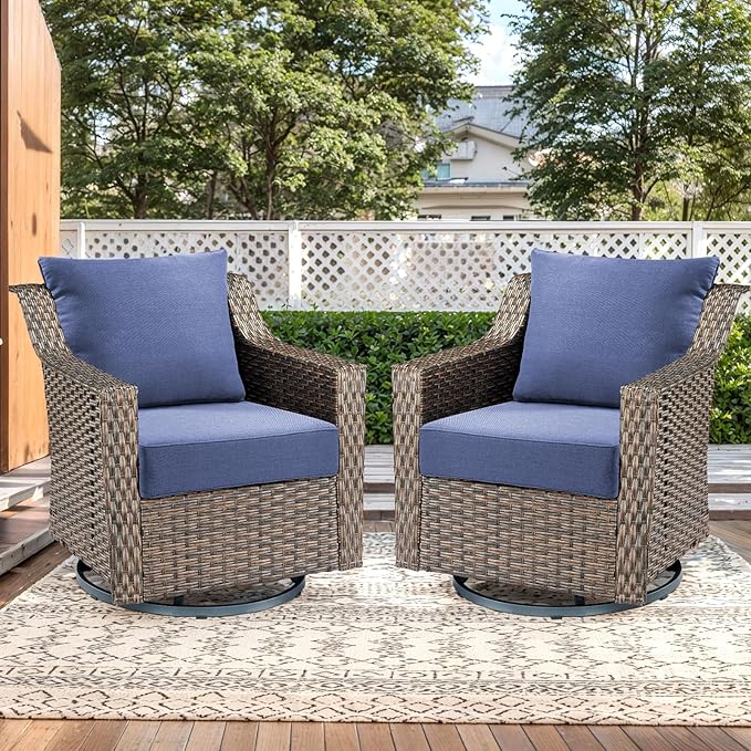 Luxury Outdoor Seat Cushion Set-24 x 24 x 6 Inch Outdoor Chair Cushions Set of 2 with Water Resistant & Removable Cover Outdoor Cushions for Patio Furniture Chair Sofa Couch