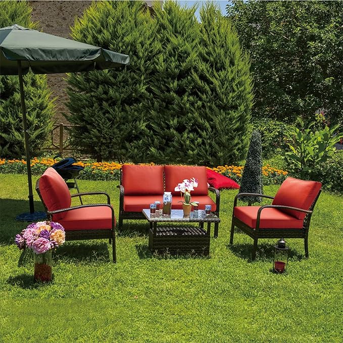JMGBird Outdoor Chair Cushion Set, Deep Seat Patio Furniture Cushion 24"x24" Outdoor Cushions for Patio Furniture