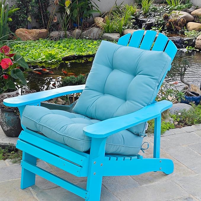JMGBird Outdoor Chair Cushions, Patio Seat/Back Cushions, Pack of 2, 19" x 19" with Ties Transform Your Patio with Our Furniture Cushions (Light Blue)