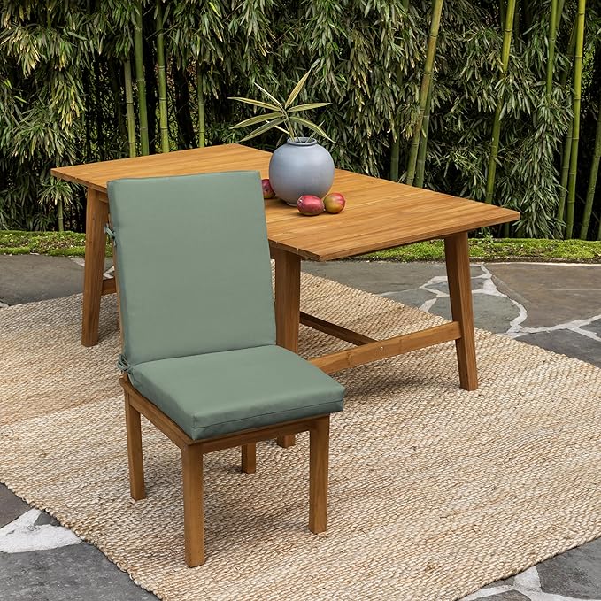 Arden 4-Pack earthFIBER Outdoor Patio Dining Chair Cushion, 20x44, Rain-Proof Seat Pad, Fade-Resistant Outdoor Cushion Sage Green Texture