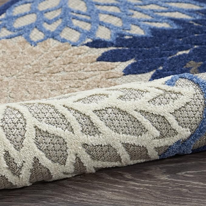 Nourison Home Aloha Indoor/Outdoor Blue/Multicolor 2'3" x 8' Area Rug, Tropical, Botanical, Easy Cleaning, Non Shedding, Bed Room, Living Room, Dining Room, Deck, Backyard, Patio (2x8)
